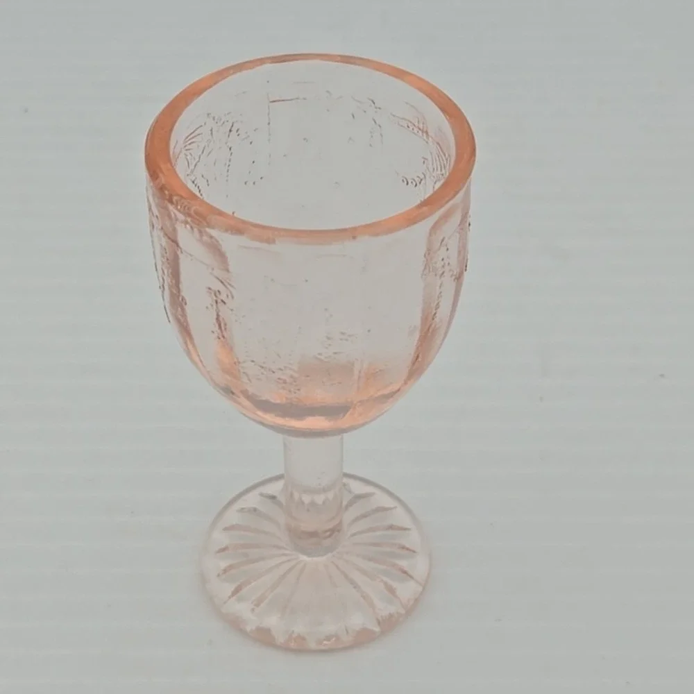Mosser Pink Depression Glass Mini Wine Glass Goblet‎ Cameo Shot Glass